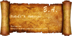 Babák Ambrus névjegykártya